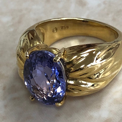 Very Fine Vintage 18K Untreated Sapphire Ring By Carvin French Jewelers - Yellow Gold Cocktail Ring - Engagement Ring - Size 5.5