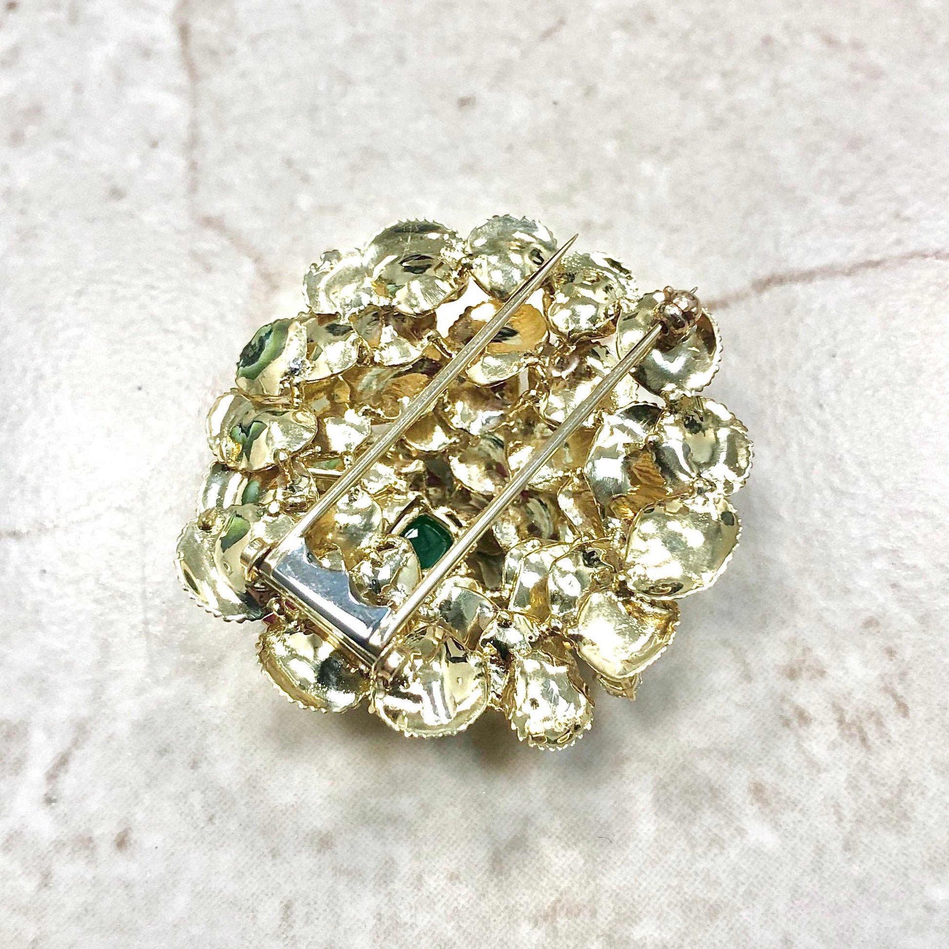 Very Fine Vintage 1960’s Green Jadeite, Ruby & Diamond Brooch By Carvin French Jewelers - WeilJewelry