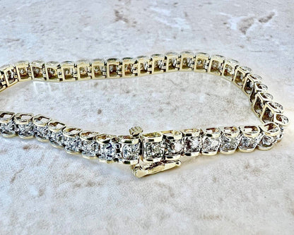 Vintage 10 Karat Gold 2 Carat Diamond Tennis Bracelet - WeilJewelry