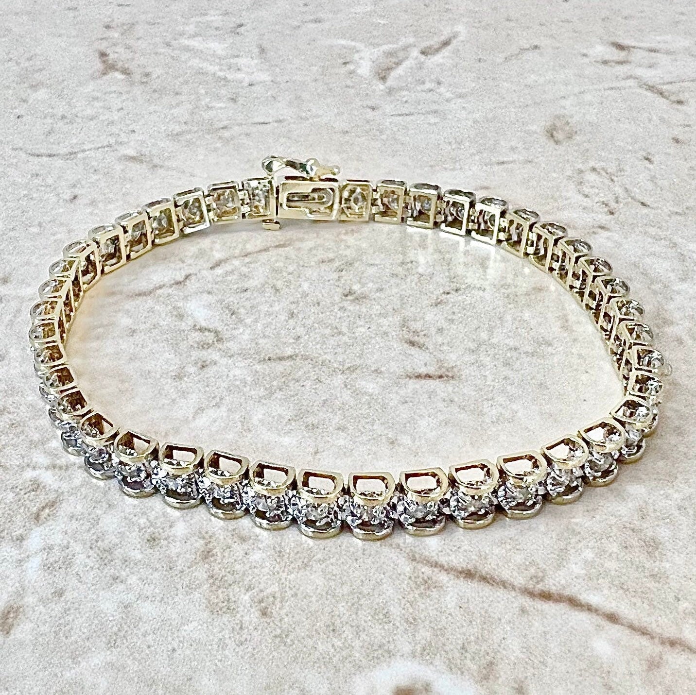 Vintage 10 Karat Gold 2 Carat Diamond Tennis Bracelet - WeilJewelry