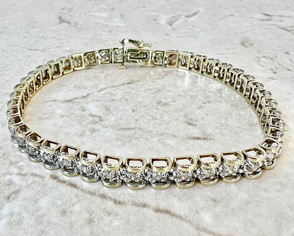 Vintage 10 Karat Gold 2 Carat Diamond Tennis Bracelet - WeilJewelry