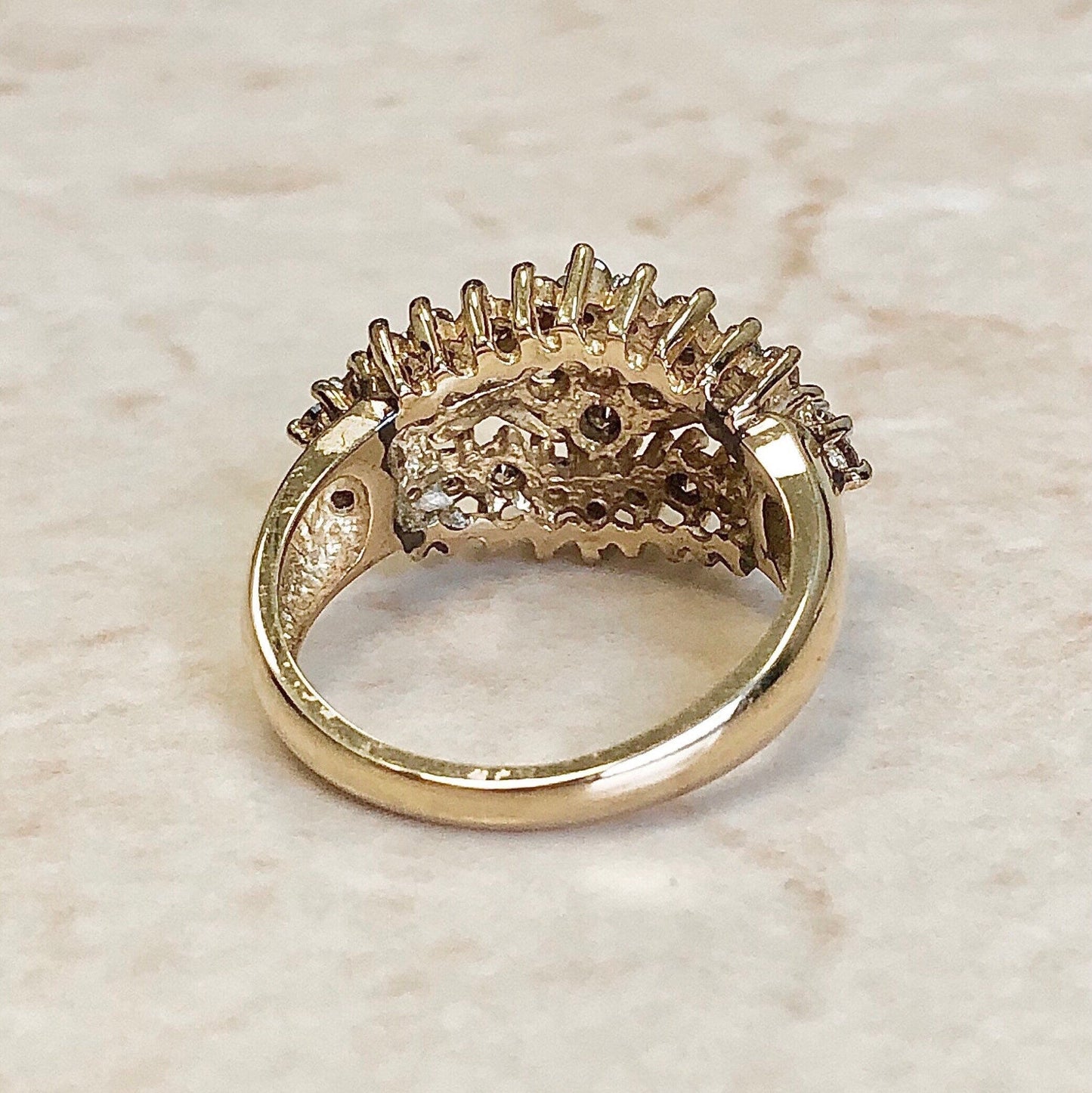Vintage 10K Diamond Ring - Diamond Cocktail Ring 1.00 CTTW - Rose Gold - Mother’s Day Gift