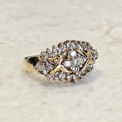 Vintage 10 Karat Rose Gold 1 Carat Diamond Cluster Ring - WeilJewelry