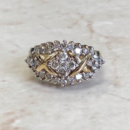 Vintage 10K Diamond Ring - Diamond Cocktail Ring 1.00 CTTW - Rose Gold - Mother’s Day Gift