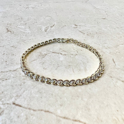 Vintage 10K Diamond Tennis Bracelet - Yellow Gold Tennis Bracelet - Diamond Link Bracelet - Birthday Gift - Best Gift For Her - Jewelry Sale