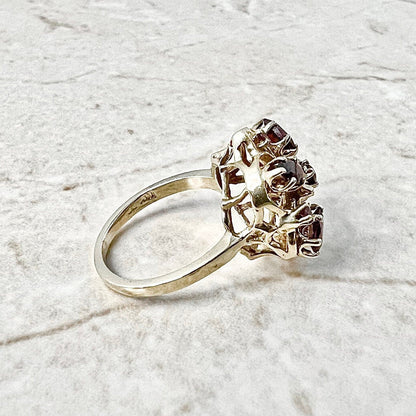 Vintage 10 Karat Yellow Gold Garnet Cocktail Ring - WeilJewelry