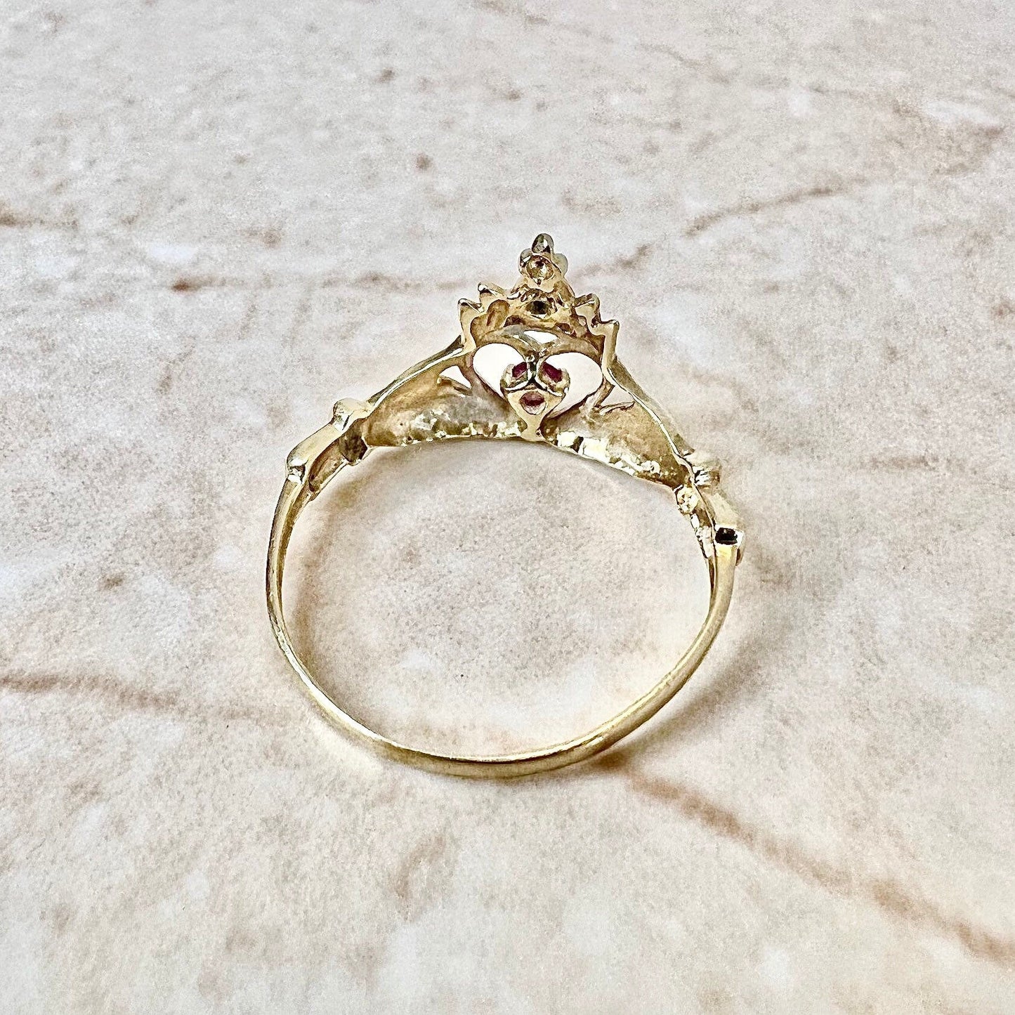 Vintage 10K Ruby Claddagh Ring - Promise Ring - Wedding Ring - Friendship Ring - Engagement ring - May Birthstone - Best Gift For Her
