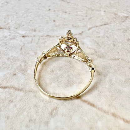 Vintage 10K Ruby Claddagh Ring - Promise Ring - Wedding Ring - Friendship Ring - Engagement ring - May Birthstone - Best Gift For Her