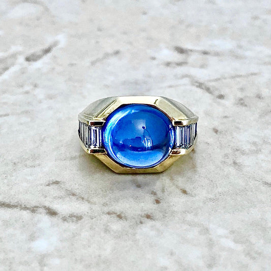 Vintage 11.50 Carats Untreated Sapphire & Diamond Ring