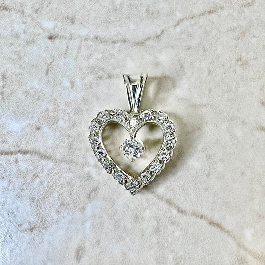 Vintage 14 Karat Gold 0.70 Carat Diamond Heart Pendant - WeilJewelry