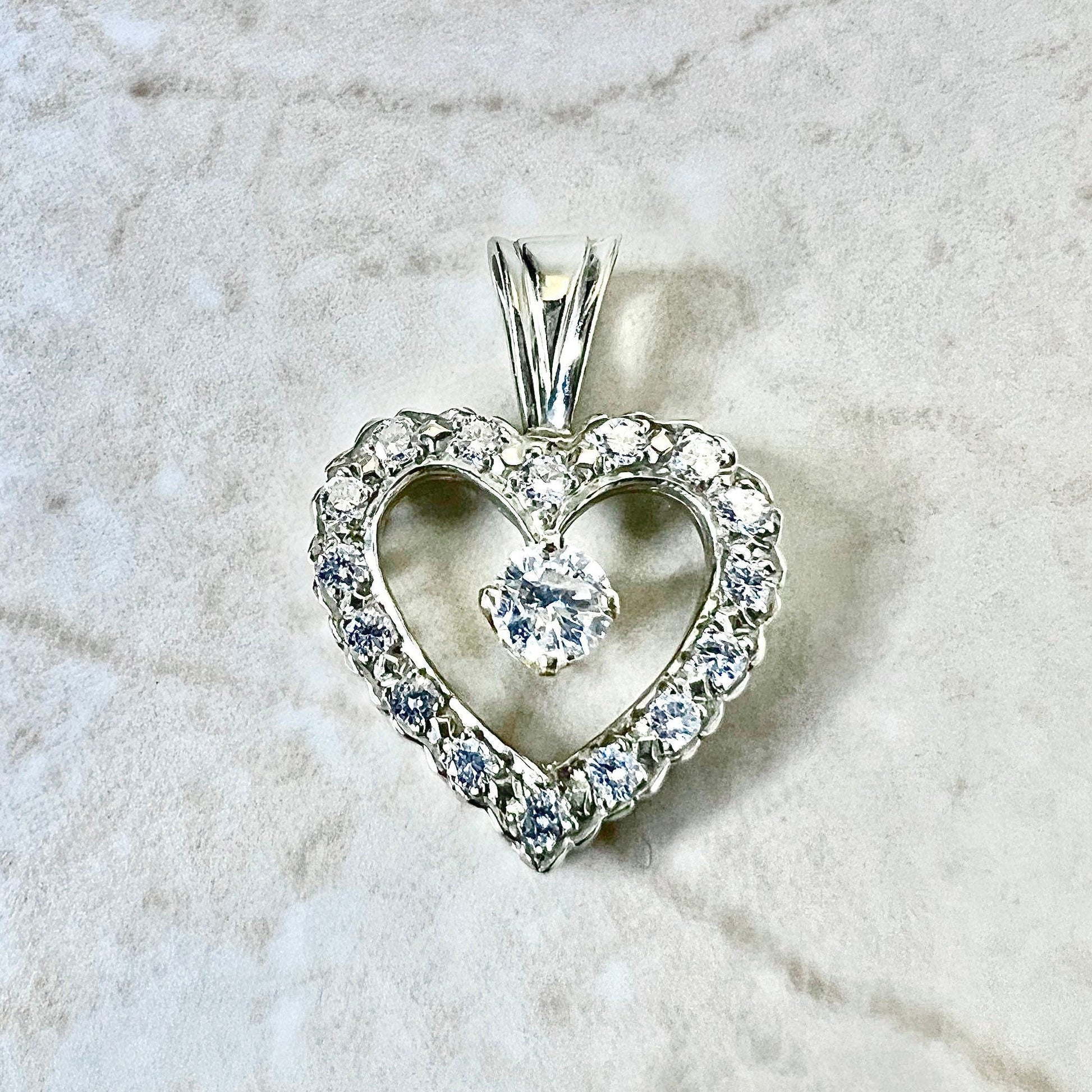14K Diamond Heart Pendant 0.7 CT - Yellow Gold Diamond Pendant Necklace - Gold Heart Necklace - Valentine’s Day Gift - Birthday Gift For Her