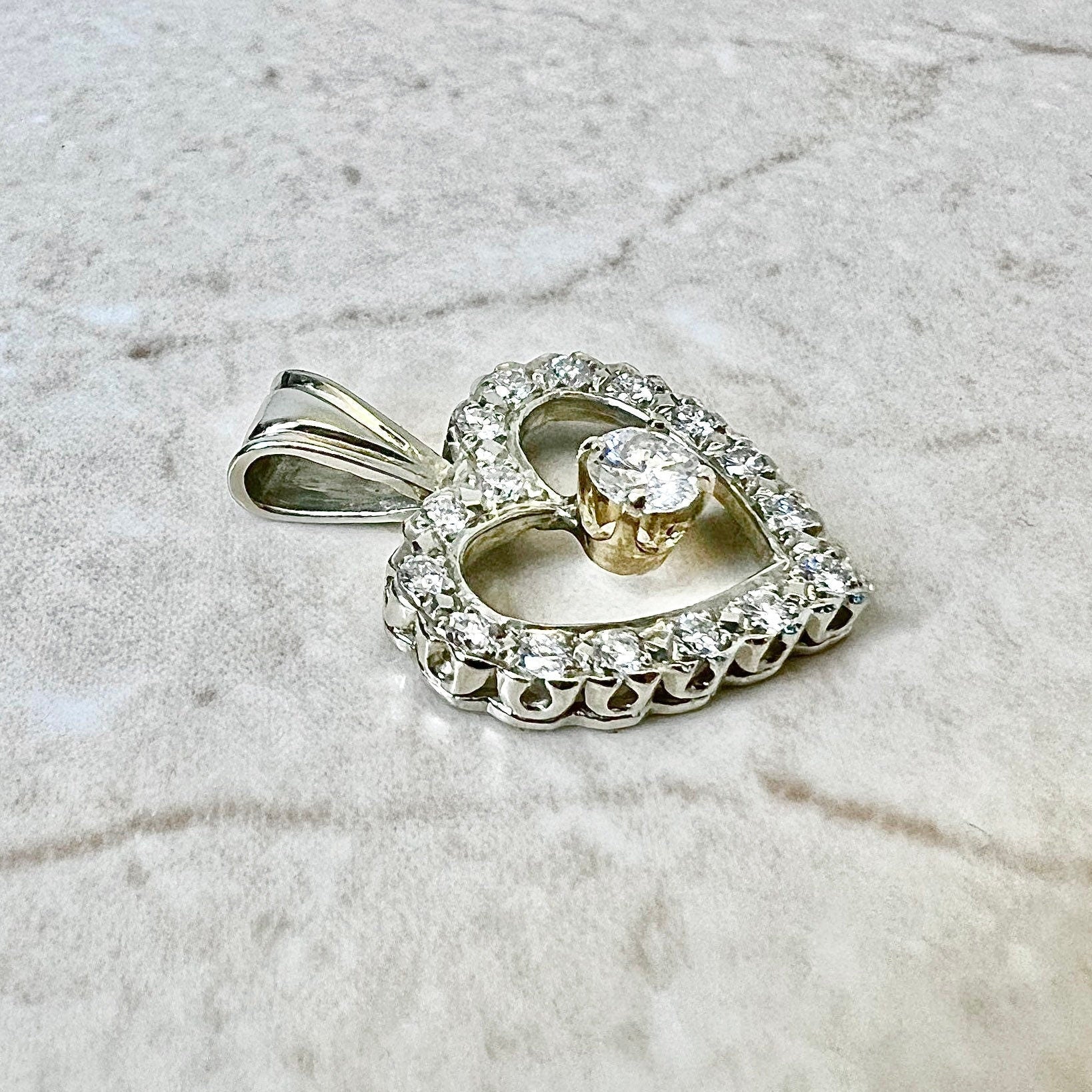 14K Diamond Heart Pendant 0.7 CT - Yellow Gold Diamond Pendant Necklace - Gold Heart Necklace - Valentine’s Day Gift - Birthday Gift For Her