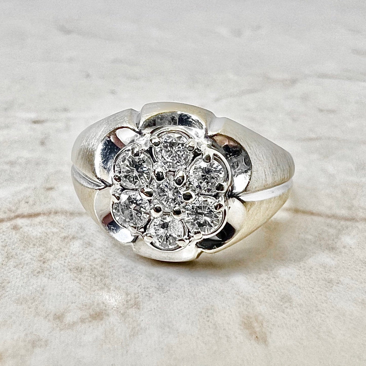 Vintage 14K Diamond Cluster Ring - Yellow & White Gold Cocktail Ring - Promise Ring - Anniversary Ring - Engagement Ring - Birthday Gift