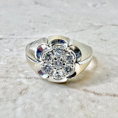 Vintage 14K Diamond Cluster Ring - Yellow & White Gold Cocktail Ring - Promise Ring - Anniversary Ring - Engagement Ring - Birthday Gift