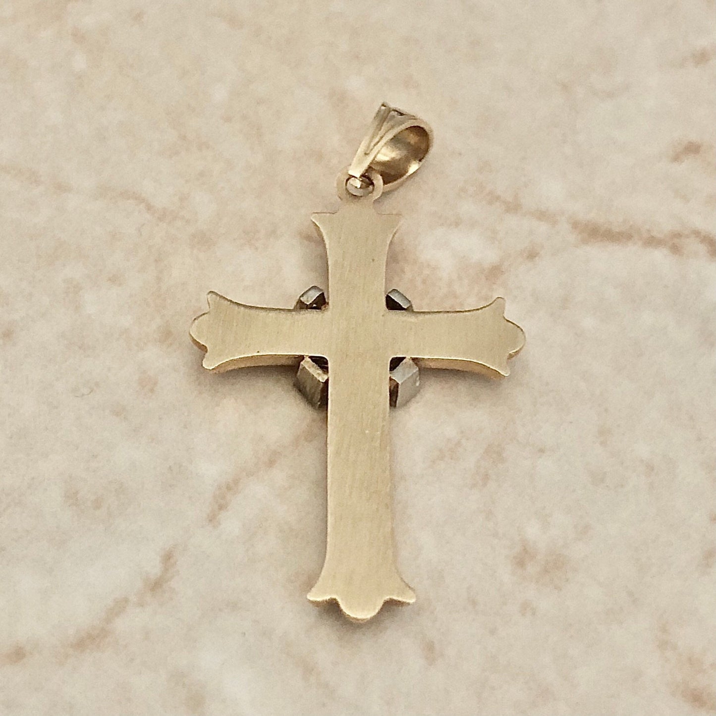 Vintage 14K Gold Diamond Cross Pendant - Yellow & White Gold - Diamond Pendant - Diamond Necklace - Religious Jewelry - April Birthstone