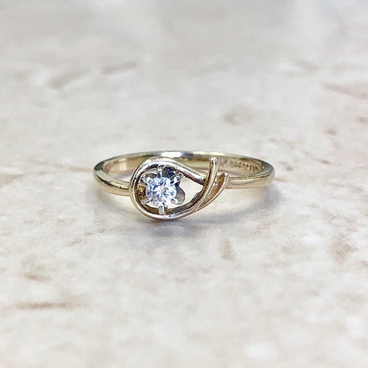 Vintage 14 Karat Gold Diamond Solitaire Ring - Diamond Engagement Ring - April Birthstone - Promise Ring - Size 5 - Bridal Ring