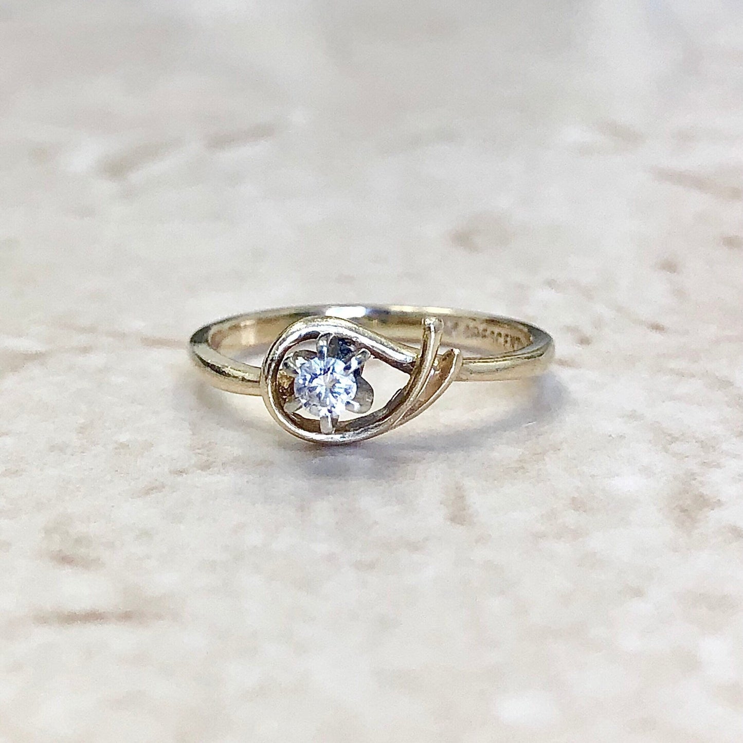 Vintage 14 Karat Yellow Gold Diamond Solitaire Ring - WeilJewelry