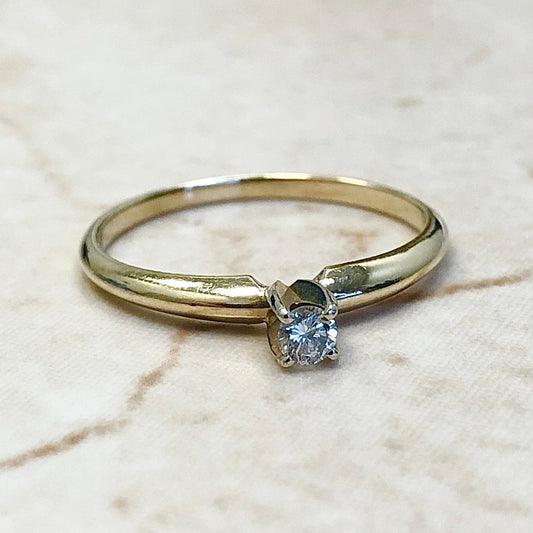Vintage 14 Karat Gold Diamond Solitaire Ring - Diamond Engagement Ring - April Birthstone - Promise Ring - Size 6.75 - Bridal Ring