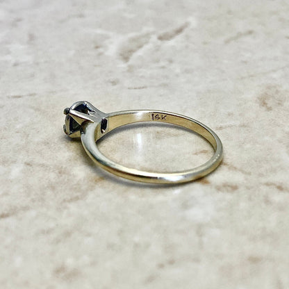 14K Vintage Diamond Solitaire Ring - Two Tone Gold Diamond Engagement Ring - Promise Ring - Anniversary Ring- Bridal Ring - Wedding Ring