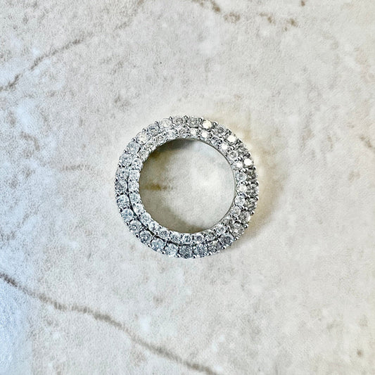 Vintage 14 Karat Two - Tone Gold 1.50 Carats Diamond Circle Pendant - WeilJewelry