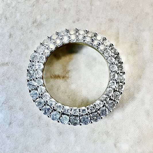 Vintage 14 Karat Two - Tone Gold 1.50 Carats Diamond Circle Pendant - WeilJewelry