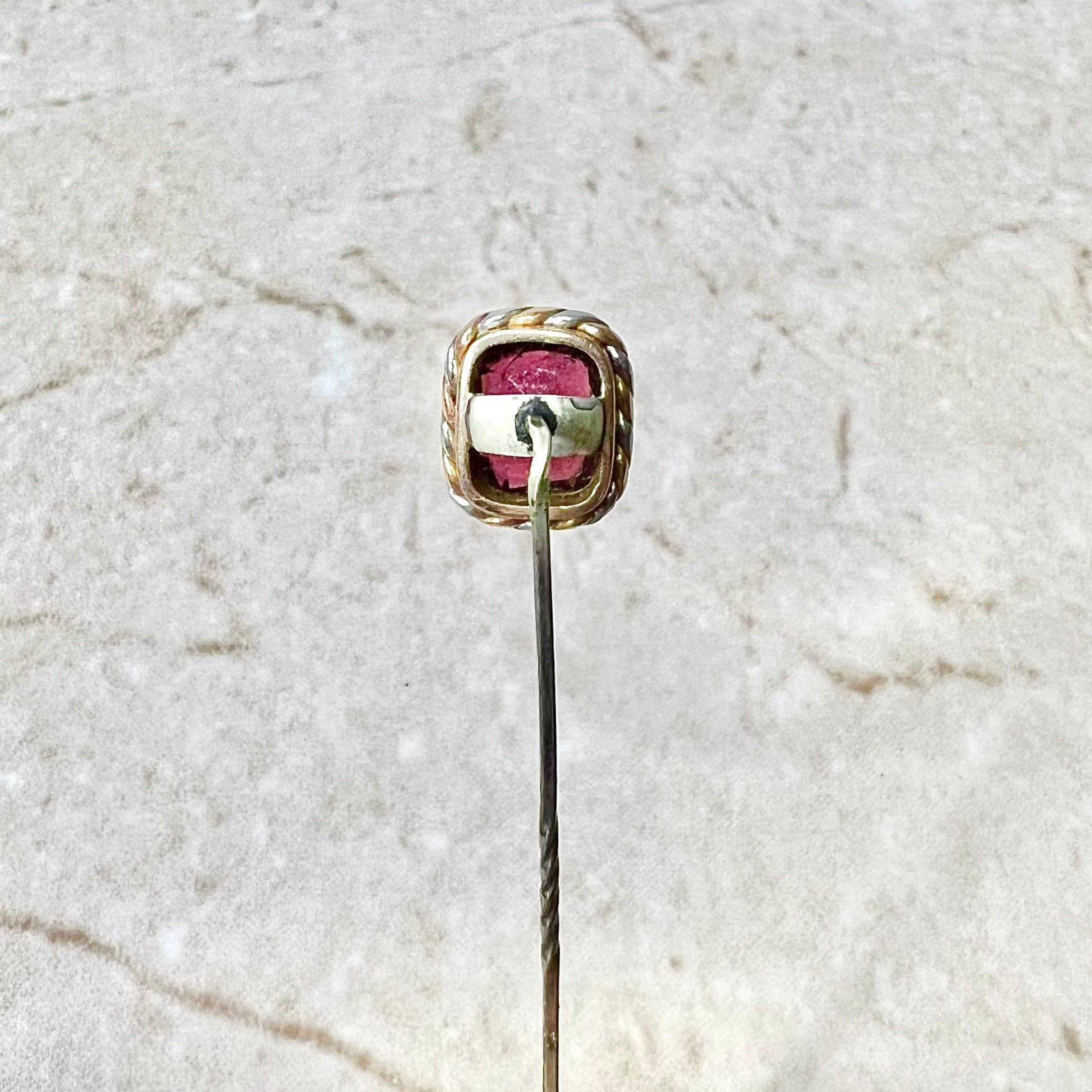 14K Vintage Garnet Stick Pin - Rose & White Gold Garnet Stick Pin - Vintage Stick Pin - Gold Stick Pin - Gold Garnet Pin -Gemstone Hat Pins