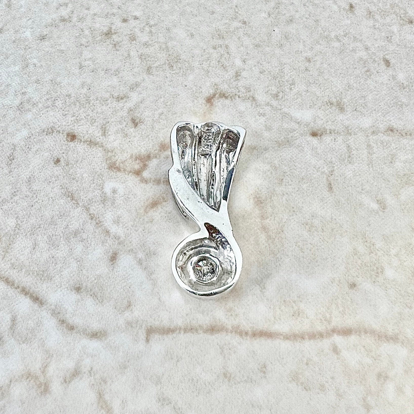Vintage 14K Diamond Solitaire Pendant Necklace - White Gold Diamond Slide Pendant - Diamond Necklace - Birthday Gift - Best Gift For Her