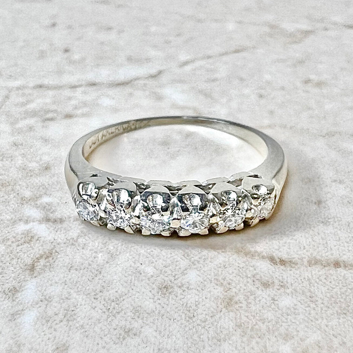 Vintage 14 Karat White Gold Carat Diamond Band Ring WeilJewelry