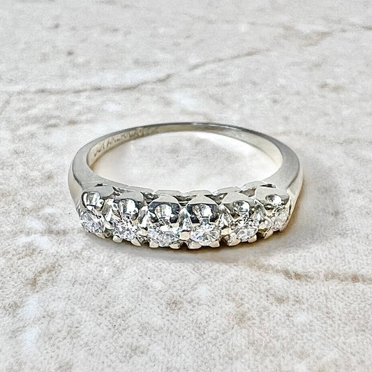 Vintage 14 Karat White Gold 0.36 Carat Diamond Band Ring - WeilJewelry