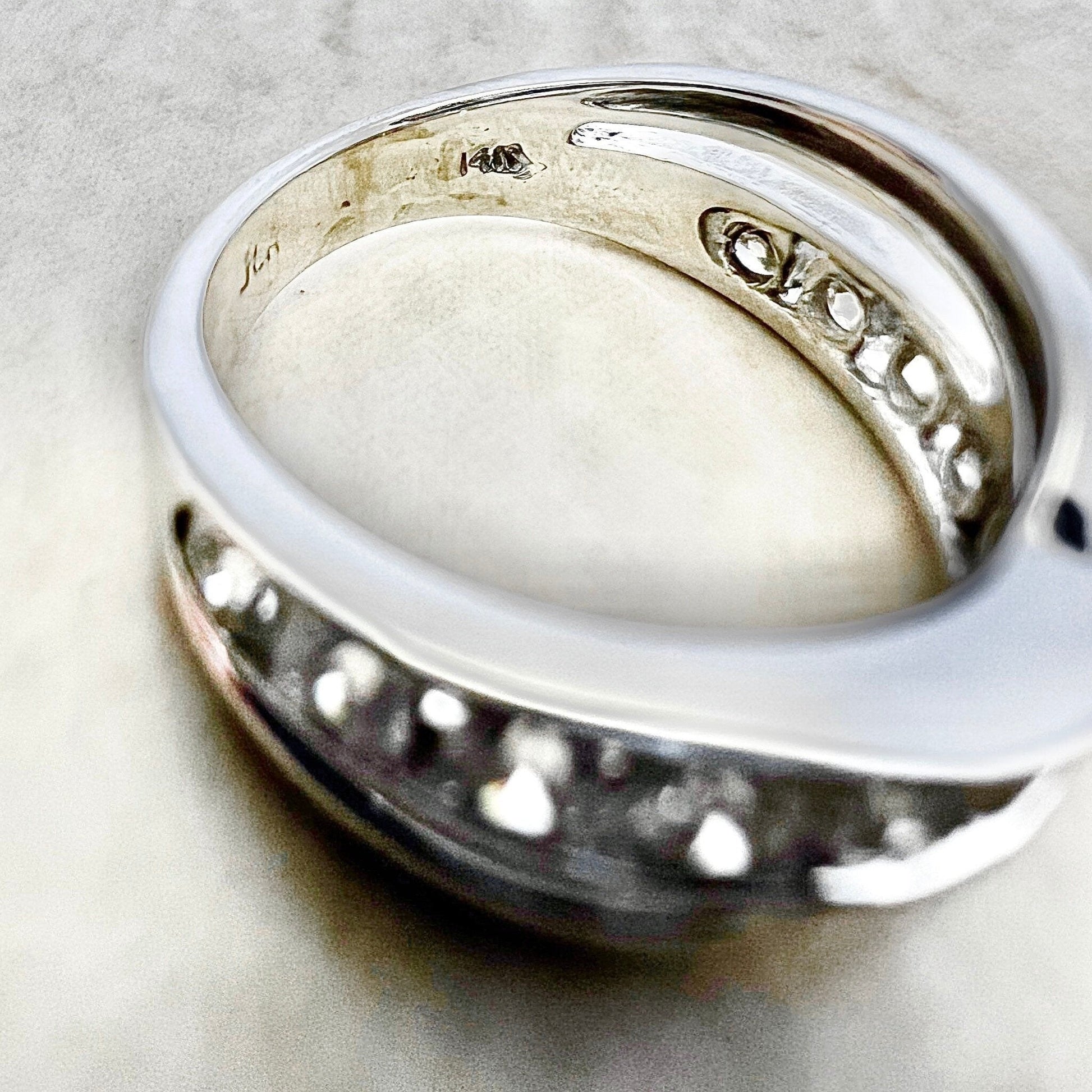 Vintage 14 Karat White Gold 1 Carat Diamond Crossover Half - Eternity Band Ring - WeilJewelry