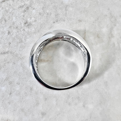 Vintage 14 Karat White Gold 1 Carat Diamond Crossover Half - Eternity Band Ring - WeilJewelry