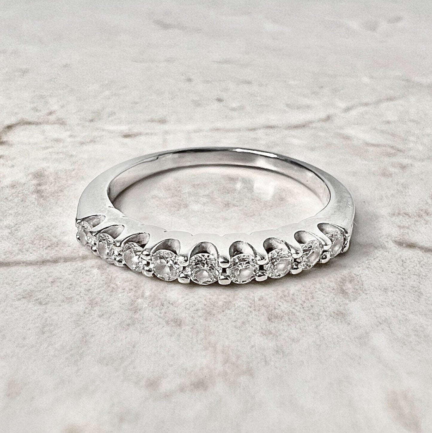 14K Vintage Diamond Half Eternity Band Ring 0.50 CTTW - White Gold Diamond Band - Diamond Wedding Ring - Anniversary Ring - Diamond Ring