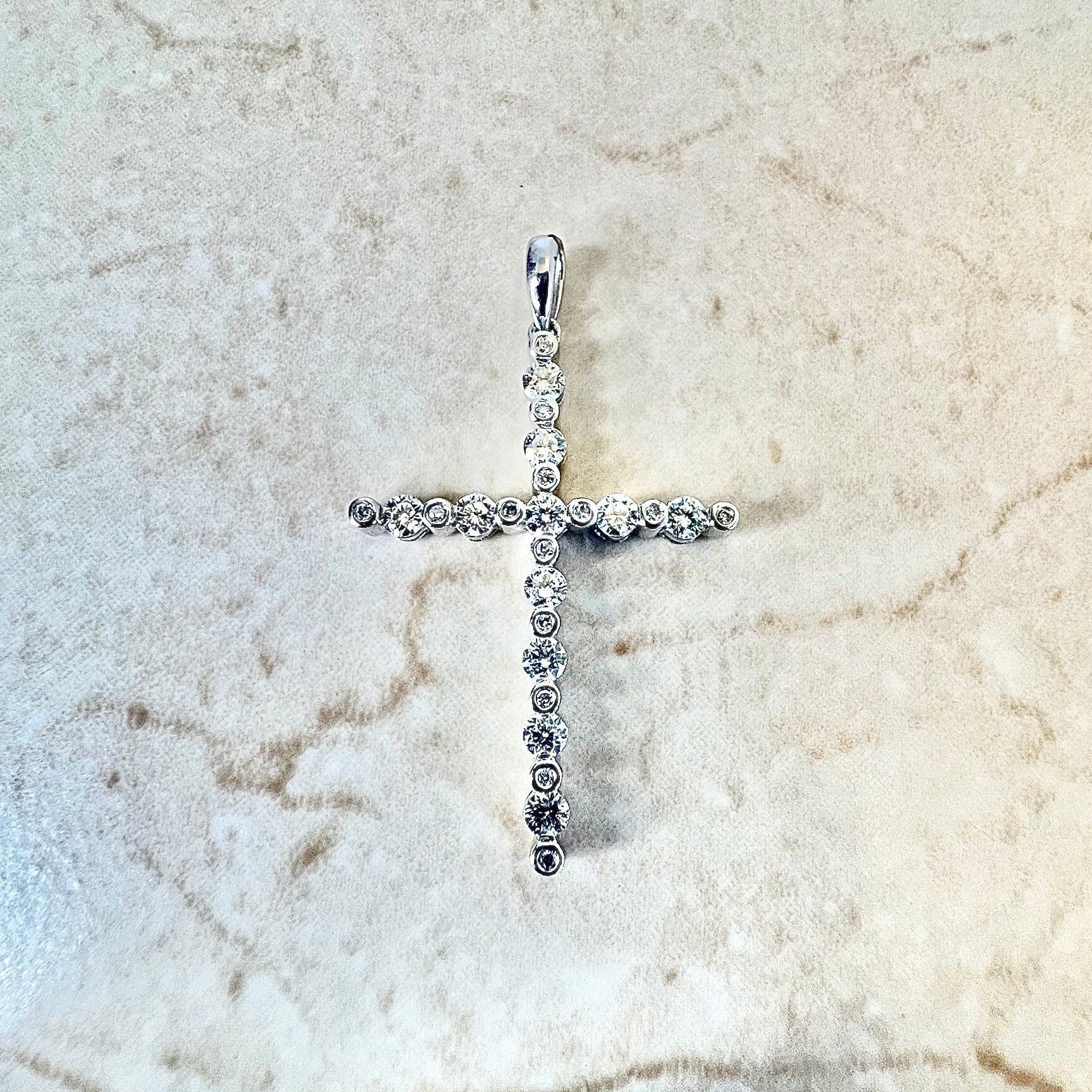 Vintage 14 Karat White Gold 1.20 Carat Diamond Cross Pendant - WeilJewelry