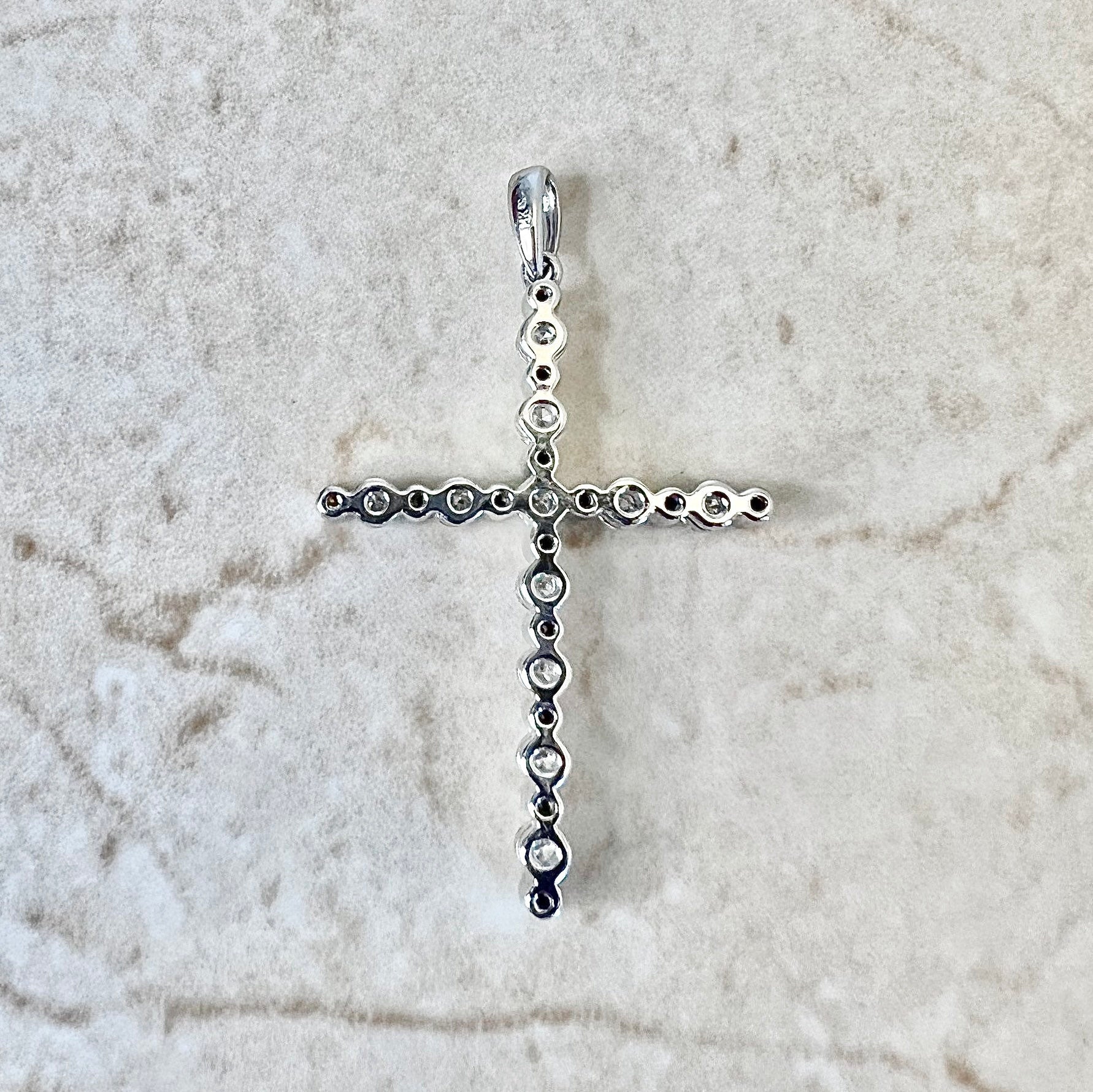 Vintage 14K Diamond Cross Pendant Necklace 1.20 CTTW - White Gold Diamond Pendant - Religious Jewelry - Birthday Gift For Her - Jewelry Sale