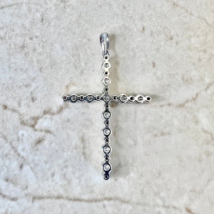 Vintage 14 Karat White Gold 1.20 Carat Diamond Cross Pendant - WeilJewelry