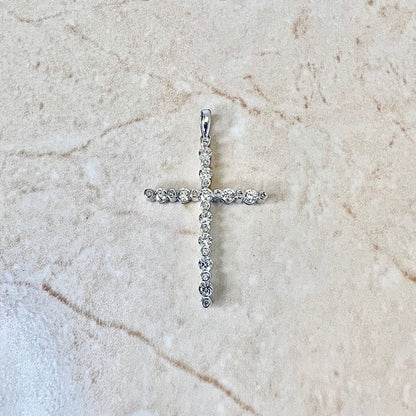 Vintage 14 Karat White Gold 1.20 Carat Diamond Cross Pendant - WeilJewelry