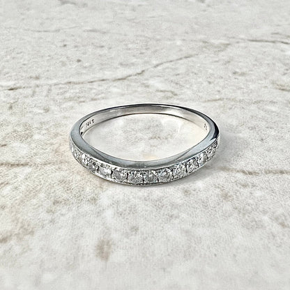 14K Vintage Half Eternity Diamond Ring - White Gold Diamond Band Ring - Anniversary Ring - Half Eternity Ring - Diamond Wedding Ring
