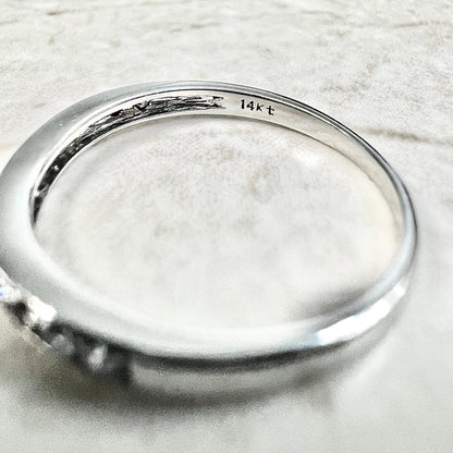 Vintage 14 Karat White Gold 1/4 Carat Diamond Half Eternity Ring - WeilJewelry
