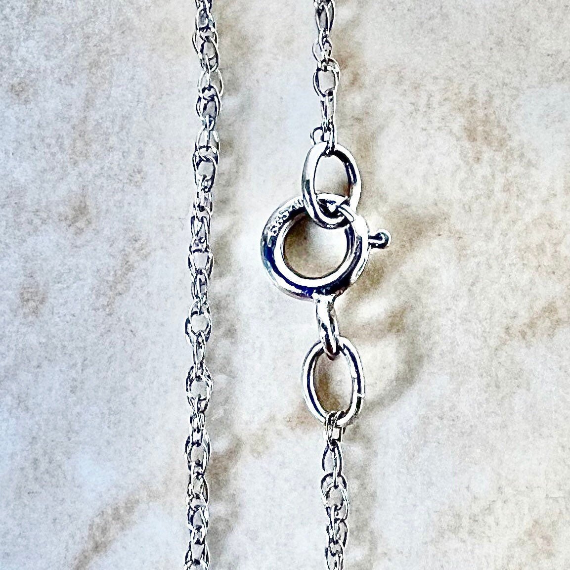 Vintage 14K White Gold Rope Chain - 16.5” Gold Chain - White Gold Pendant Necklace - Birthday Gift For Her - Holiday Gift - Jewelry Sale