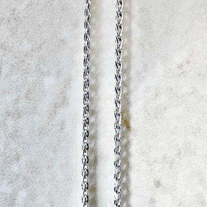 Vintage 14K White Gold Wheat Chain - 18” Gold Chain - White Gold Pendant Necklace - Birthday Gift For Her - Holiday Gift - Jewelry Sale