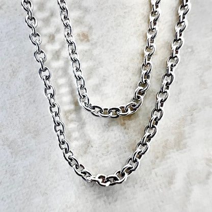 Vintage 14K White Gold Cable Chain - 20” Gold Chain - White Gold Pendant Necklace - Birthday Gift For Her - Holiday Gift - Jewelry Sale