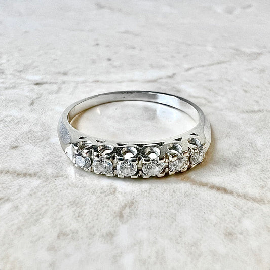 Vintage 14 Karat White Gold Diamond Band Ring - White Gold 0.36 Carat Diamond Band Ring - WeilJewelry