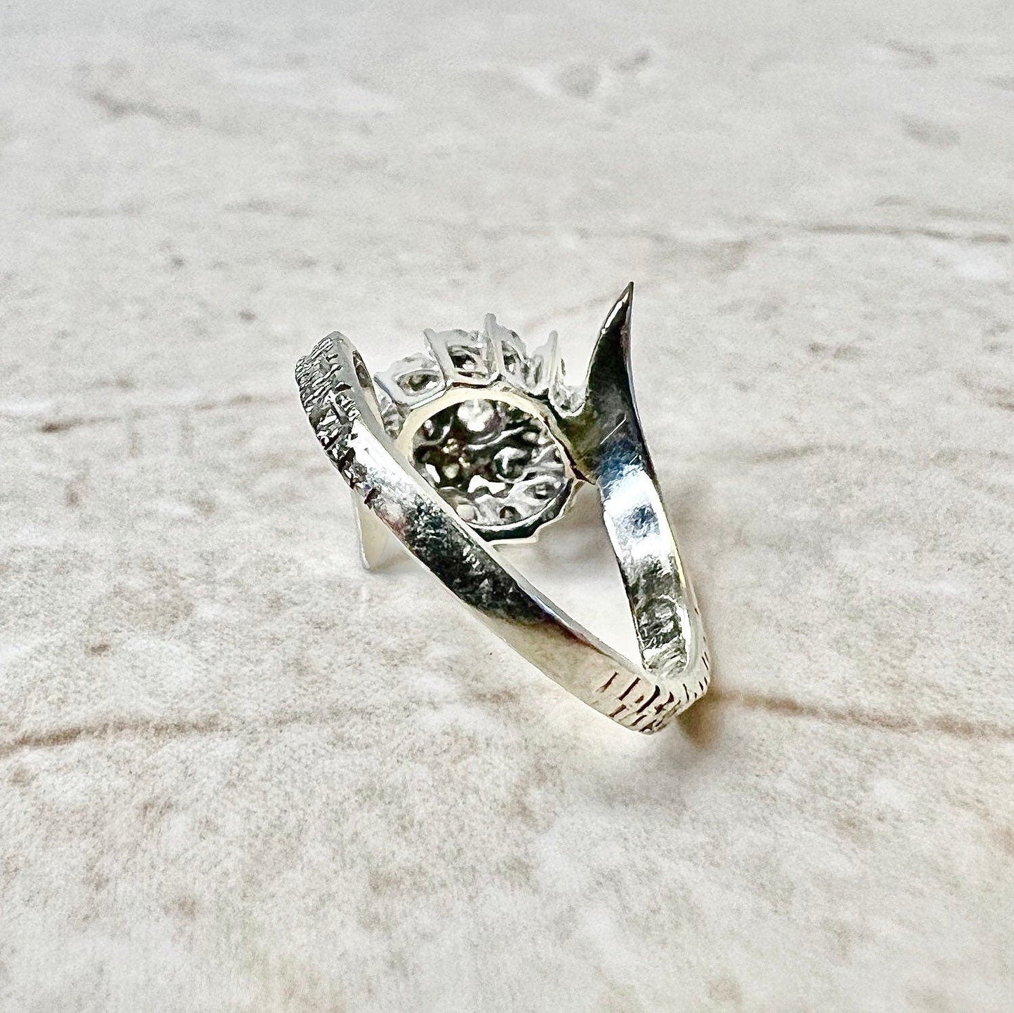 14K Cluster Diamond Ring - White Gold Diamond Cocktail Ring - Cluster Ring - Wedding Ring - Best Gifts For Her - Anniversary Ring