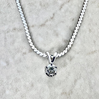 Vintage 14 Karat White Gold Diamond Solitaire Pendant Necklace - WeilJewelry