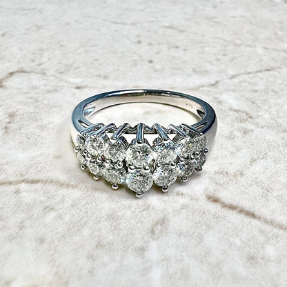 1 CTTW Vintage 14K Double Row Diamond Band Ring - White Gold Diamond Ring - Diamond Wedding Ring - Anniversary Ring - Best Gifts For Her