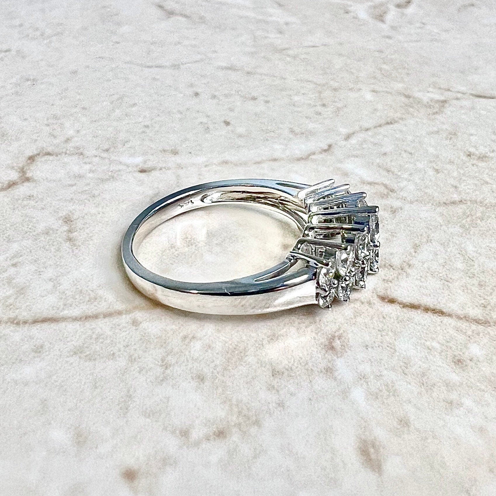 1 CTTW Vintage 14K Double Row Diamond Band Ring - White Gold Diamond Ring - Diamond Wedding Ring - Anniversary Ring - Best Gifts For Her
