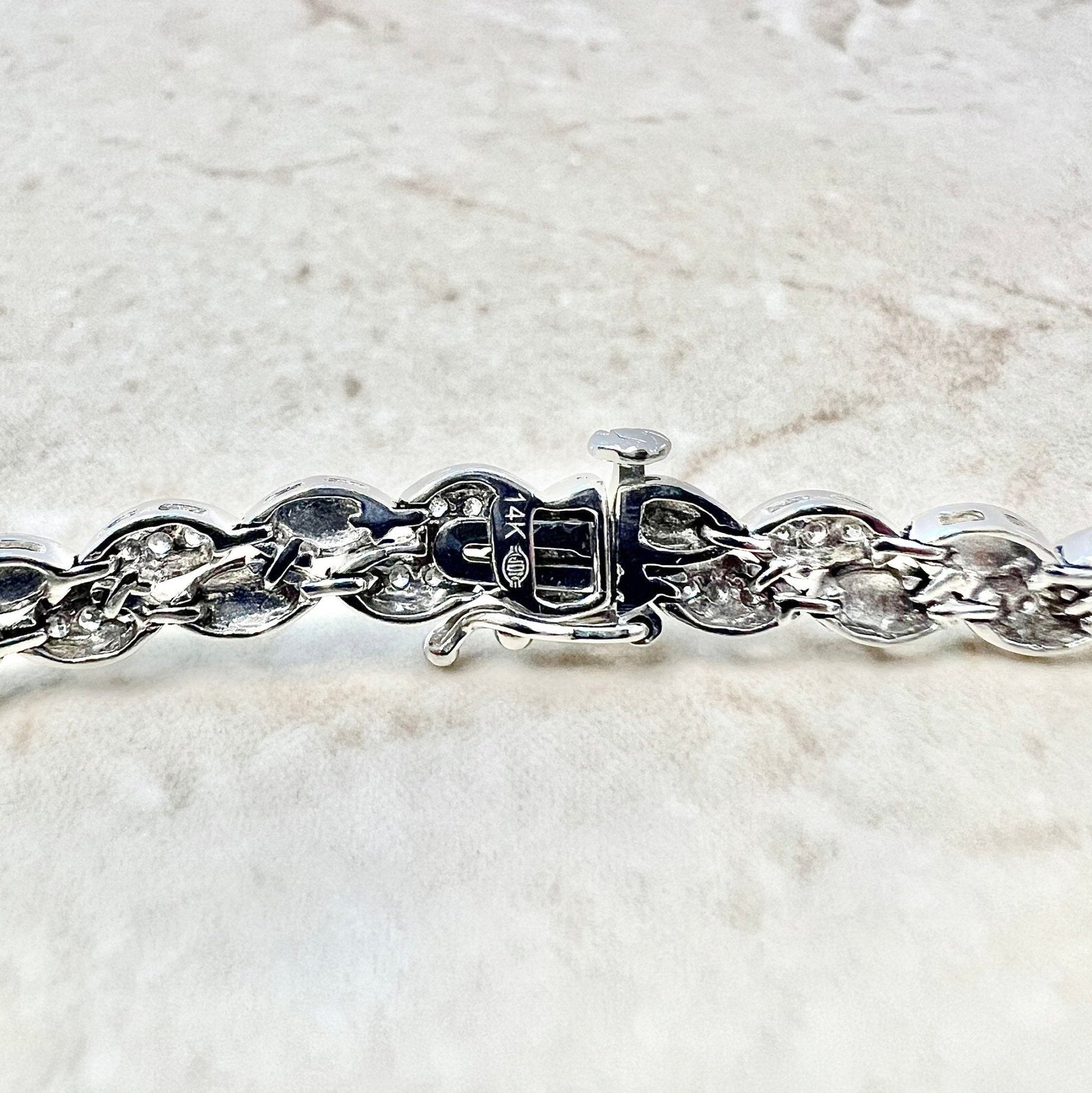 Vintage 14 Karat White Gold Double Row 1 Carat Diamond Tennis Bracelet - WeilJewelry