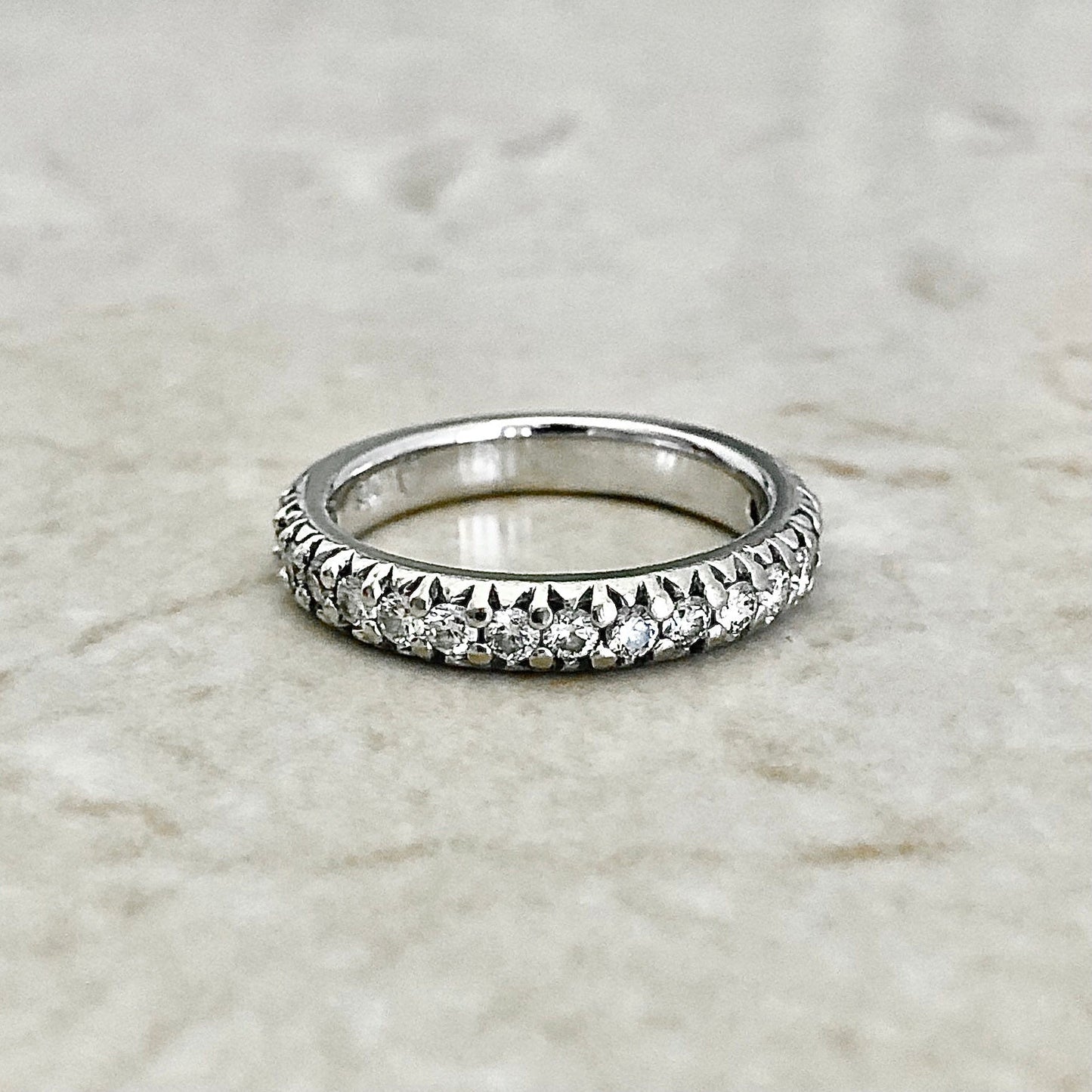 14K Half Eternity Diamond Band Ring 0.34 CTTW - White Gold Eternity Ring - Anniversary Ring - April Birthstone Gift - Size 5.5 US