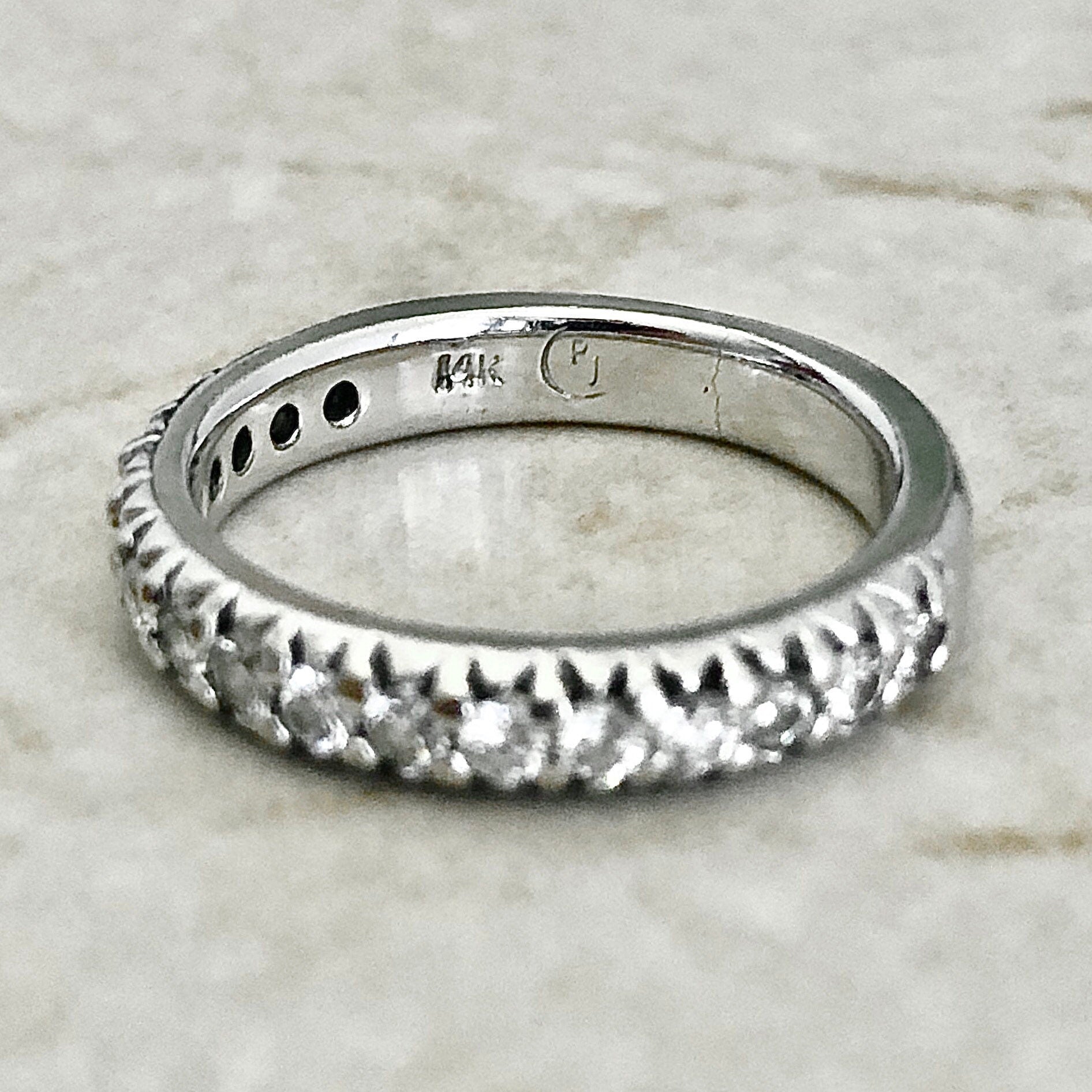 14K Half Eternity Diamond Band Ring 0.34 CTTW - White Gold Eternity Ring - Anniversary Ring - April Birthstone Gift - Size 5.5 US