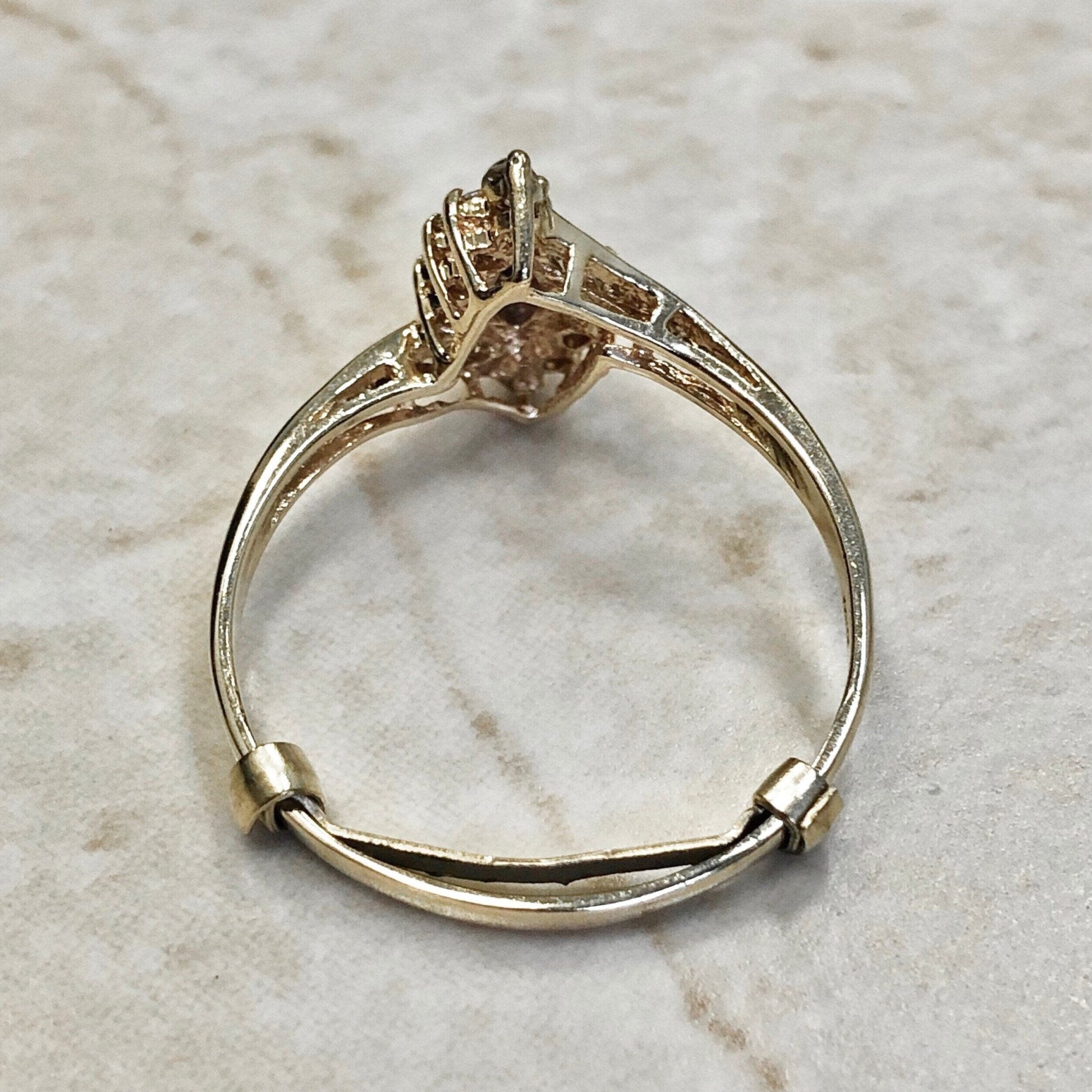 Vintage 14 Karat White Gold Marquise Sapphire & Diamond Cocktail Ring - WeilJewelry